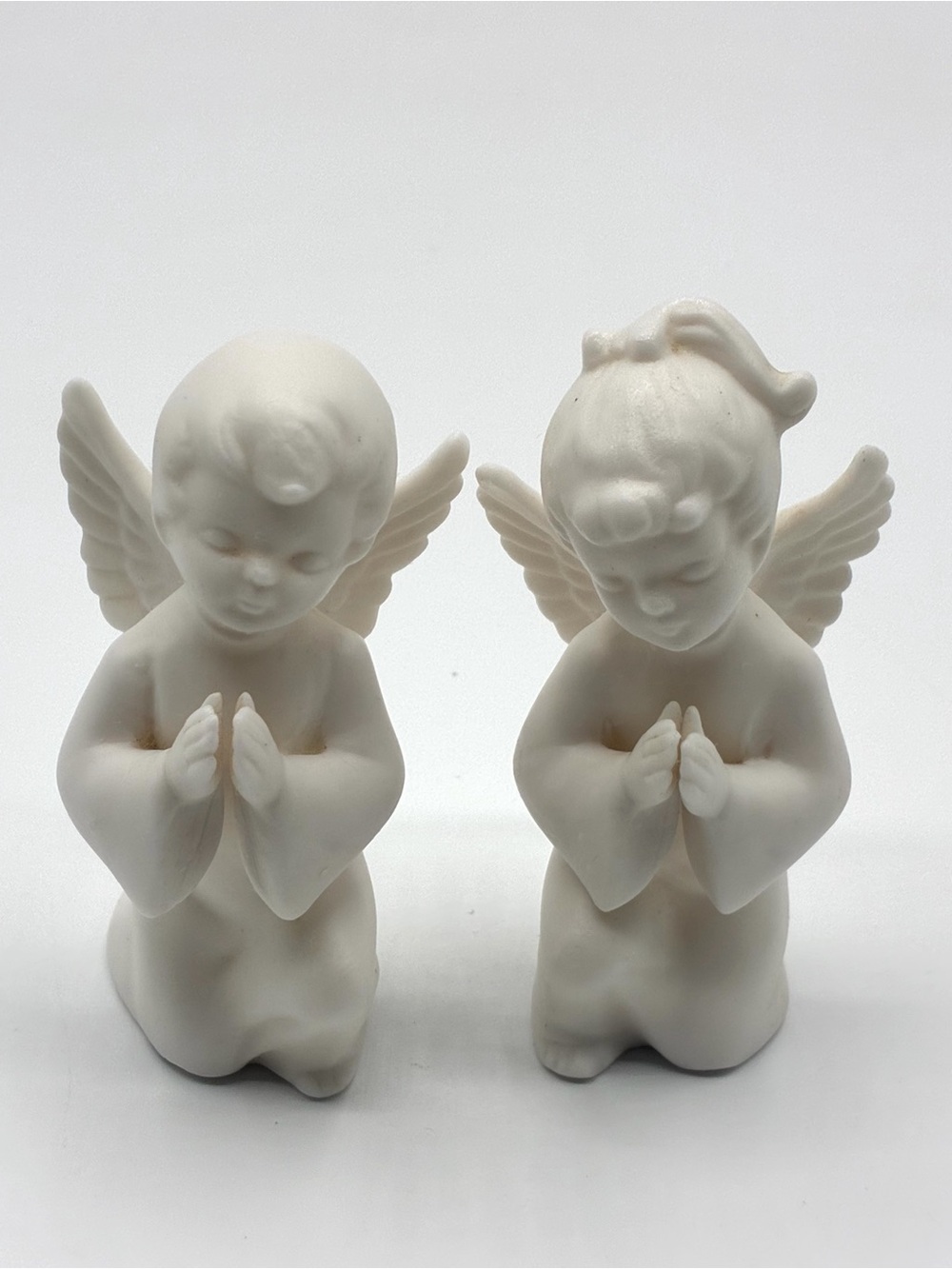 Vintage Napcoware Bisque Praying Angel Cherub Figurines Japan Set of 2
